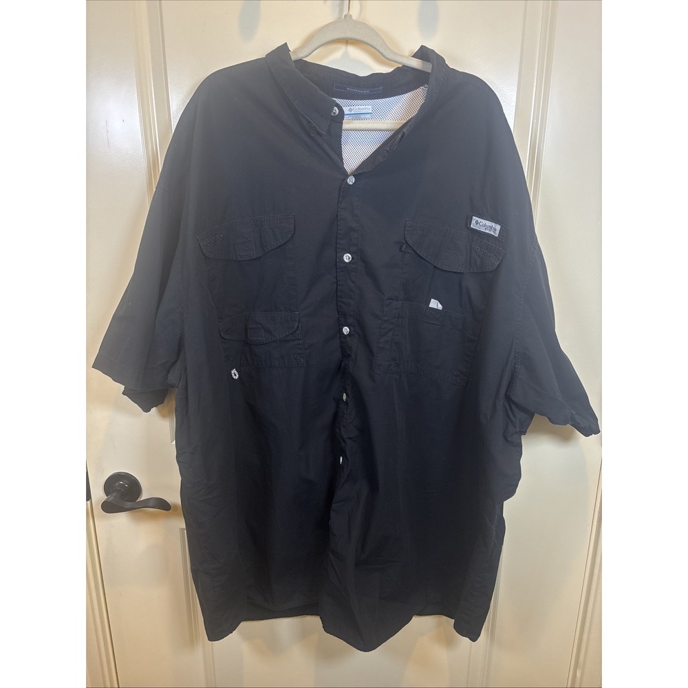 Columbia PFG Bonehead Shirt Mens Big Size 5XT Black Short Sleeve Vented Fishing